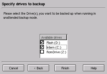 Specifying backup drives